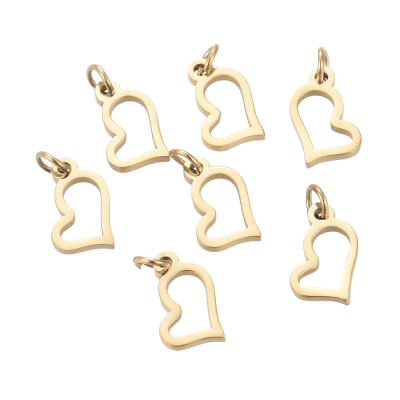 Small heart pendant 8 x 4.5mm made of surgical steel gold galvanization