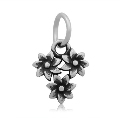 Pendant flower in antique silver patina of surgical steel
