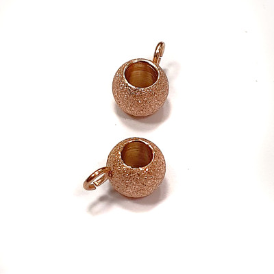 Bead with eyelet 6mm made of surgical steel diamond treatment rose gold galvanization