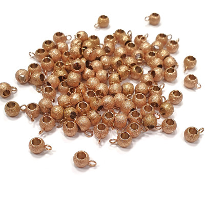 Bead with eyelet 6mm made of surgical steel diamond treatment rose gold galvanization