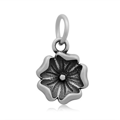 Pendant flower in antique silver patina of surgical steel