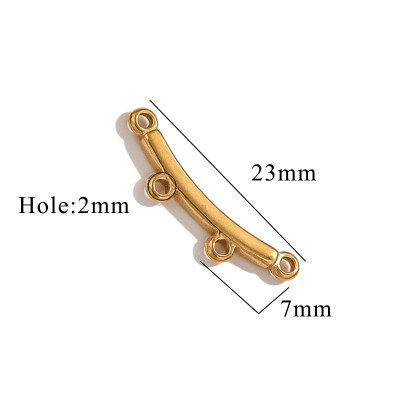Connector curved bar with eyelets surgical steel gold galvanization