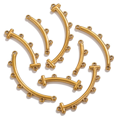 Connector curved bar with eyelets surgical steel gold galvanization