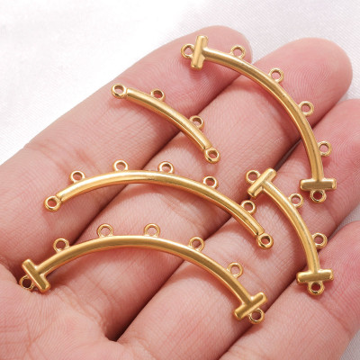 Connector curved bar with eyelets surgical steel gold galvanization