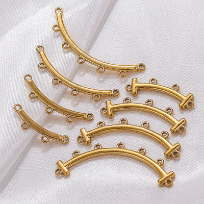 Connector curved bar with eyelets surgical steel gold galvanization