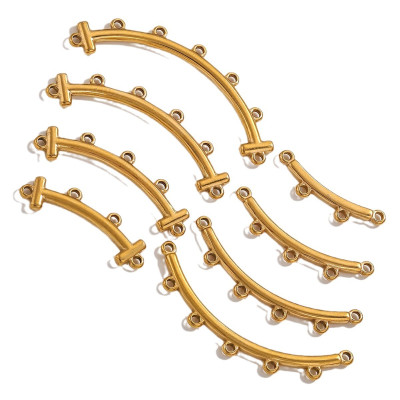 Connector curved bar with eyelets surgical steel gold galvanization