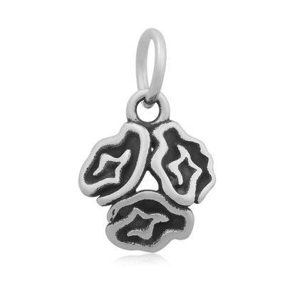 Pendant flower in antique silver patina of surgical steel