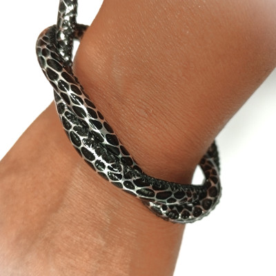 Black and silver PU cord 6mm