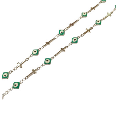 Connector chain with diamonds and crosses surgical steel