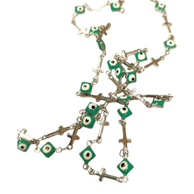 Connector chain with diamonds and crosses surgical steel