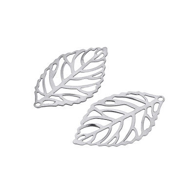 Pendant cut leaf two color variants surgical steel