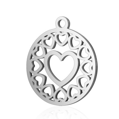 Pendant wheel with heart surgical steel