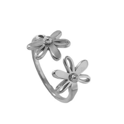 Ring with flowers surgical steel