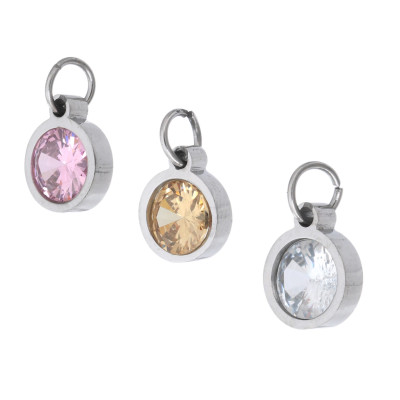 Pendant coloured stones surgical steel