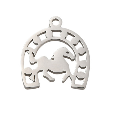 Pendant horseshoe with horse surgical steel