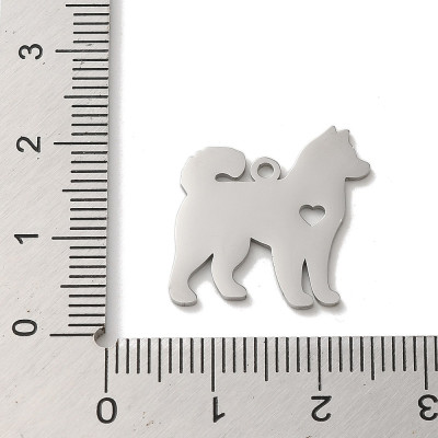 Pendant dog with heart surgical steel