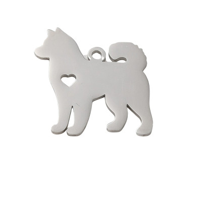 Pendant dog with heart surgical steel