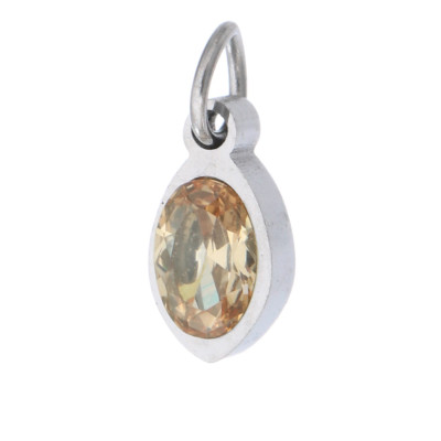 Oval with coloured stone surgical steel