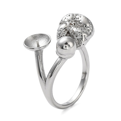 Adjustable ring with bowl and shank for gluing pearls surgical steel