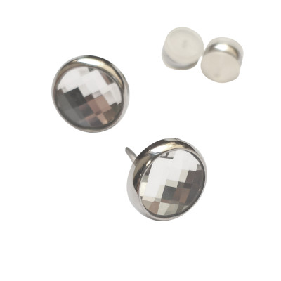 Pusety with stone Cheesboard Crystal surgical steel