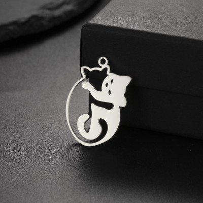 Pendant oval cat surgical steel