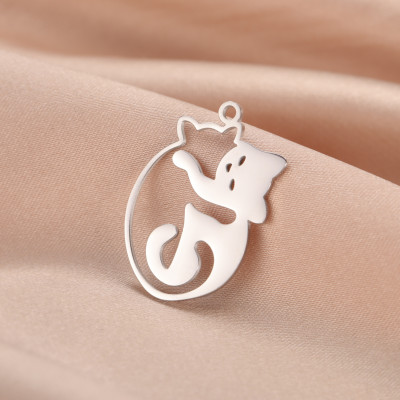 Pendant oval cat surgical steel