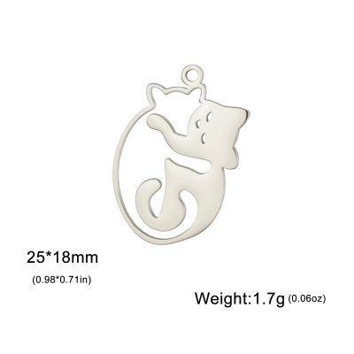 Pendant oval cat surgical steel