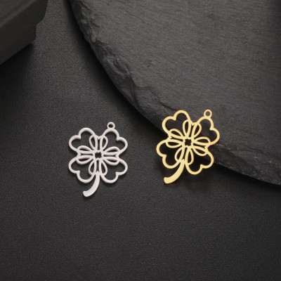 Pendant four-leaf clover surgical steel two colour variants