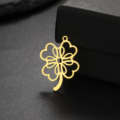 Pendant four-leaf clover surgical steel two colour variants