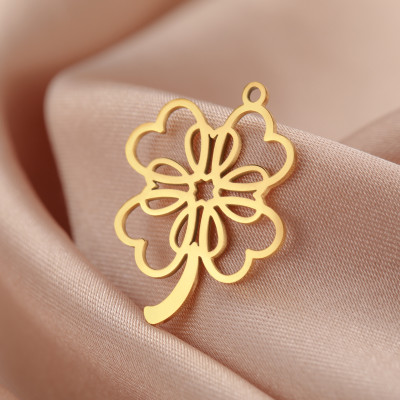 Pendant four-leaf clover surgical steel two colour variants