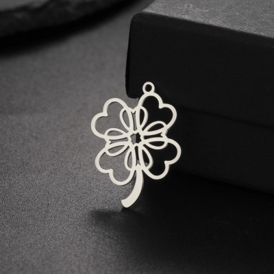 Pendant four-leaf clover surgical steel two colour variants