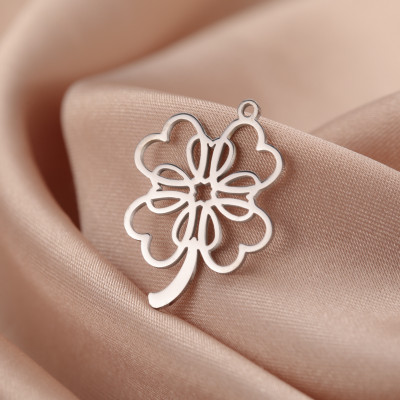 Pendant four-leaf clover surgical steel two colour variants