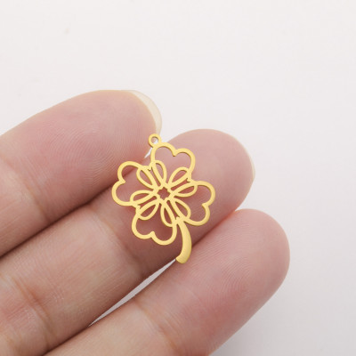 Pendant four-leaf clover surgical steel two colour variants