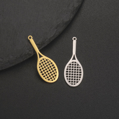 Pendant tennis racket surgical steel two colour variants