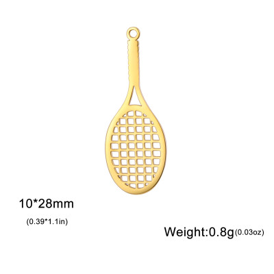 Pendant tennis racket surgical steel two colour variants
