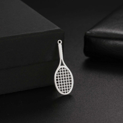 Pendant tennis racket surgical steel two colour variants