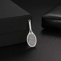 Tennis racket pendant surgical steel two colour variants