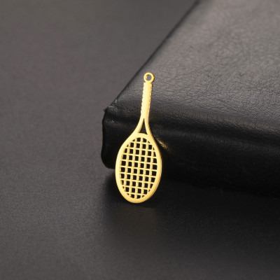 Pendant tennis racket surgical steel two colour variants