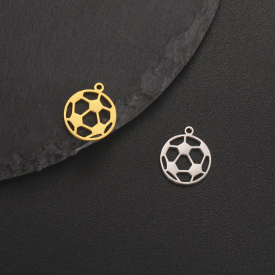 Pendant soccer ball surgical steel two color variants
