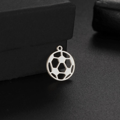 Pendant soccer ball surgical steel two color variants