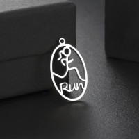 Pendant oval Run surgical steel two colour variants