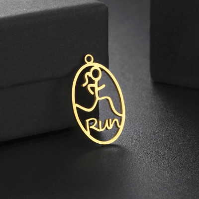 Pendant oval Run surgical steel two colour variants