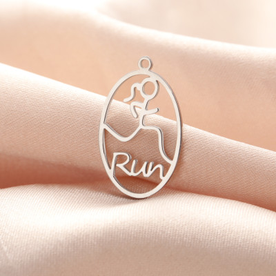 Pendant oval Run surgical steel two colour variants