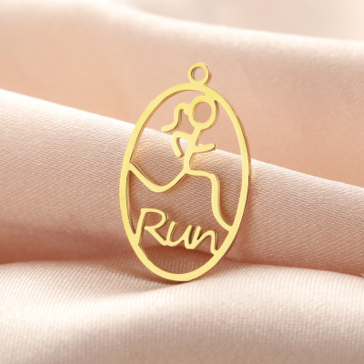 Pendant oval Run surgical steel two colour variants