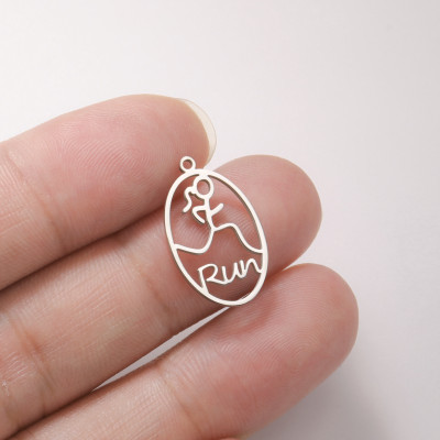 Pendant oval Run surgical steel two colour variants