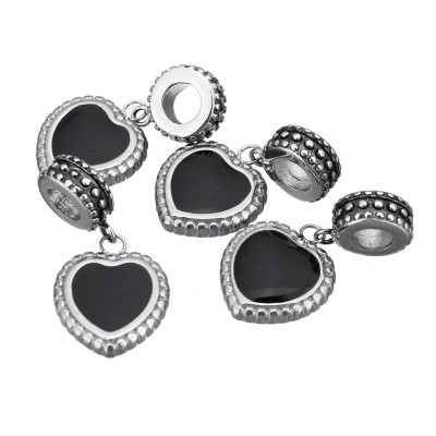 Pendant black heart of surgical steel