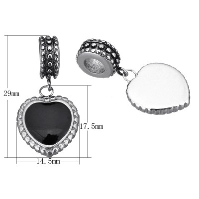Pendant black heart of surgical steel