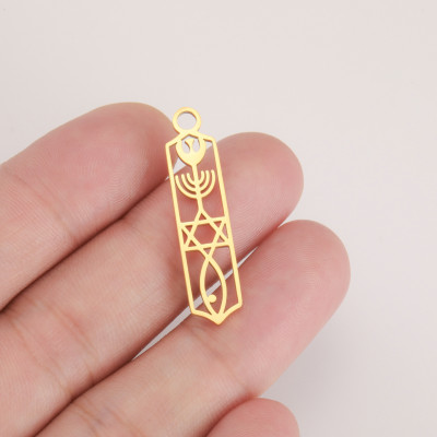 Pendant rectangle with symbols surgical steel two color variants