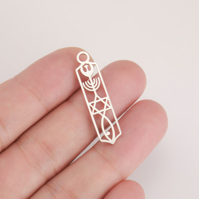 Pendant rectangle with symbols surgical steel two color variants