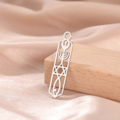 Pendant rectangle with symbols surgical steel two color variants